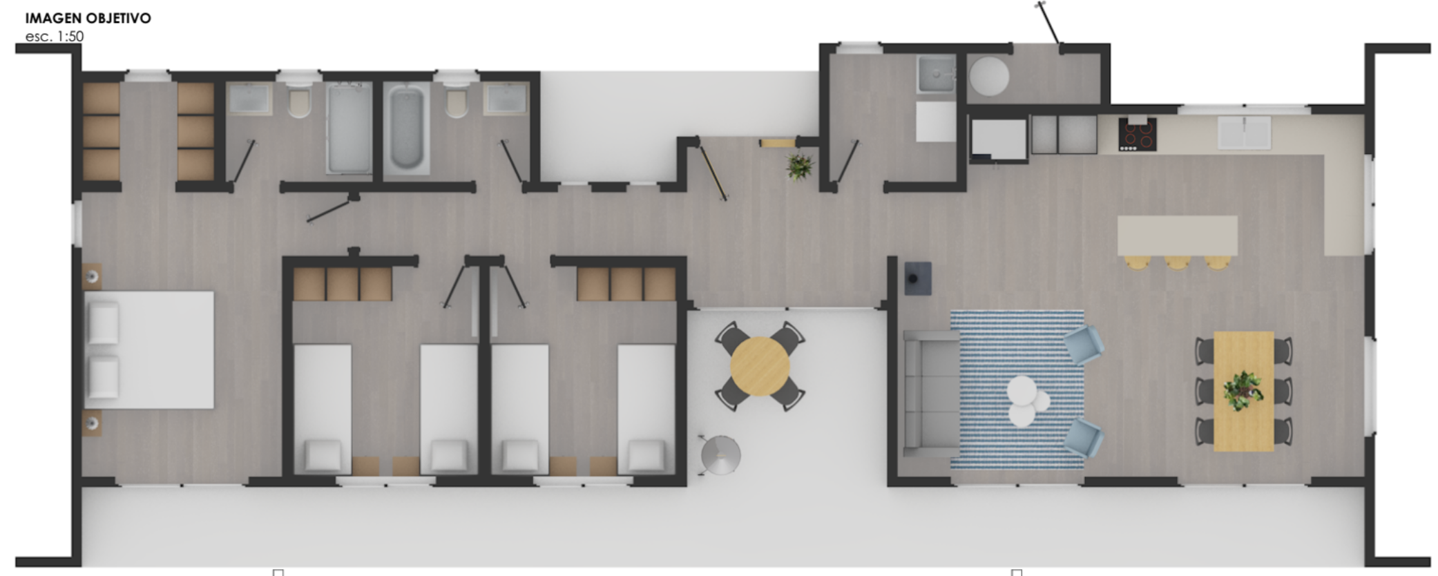 Plano de planta Espacio Frutillar — escala 1:50